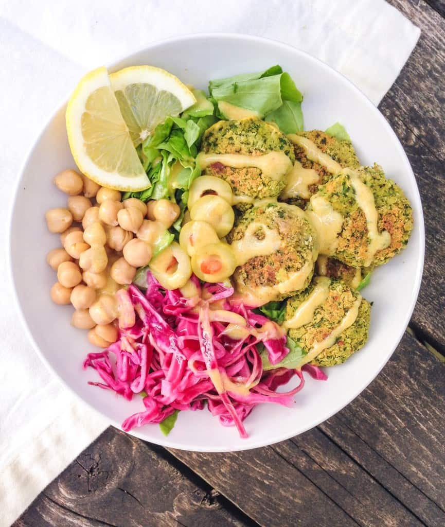Baked Falafel with Tumeric Tahini Sauce