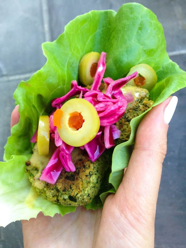 baked falafel lettuce wrap
