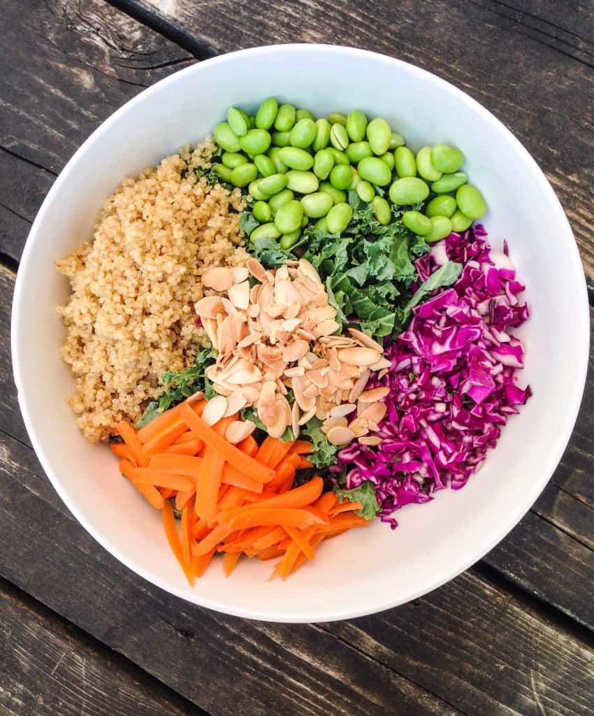 asian kale salad with peanut dressing