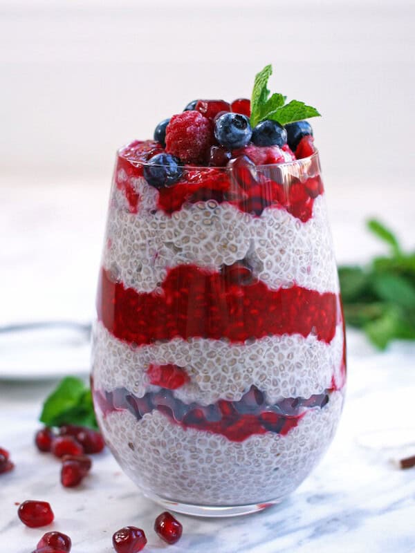 chia pudding with raspberry compote