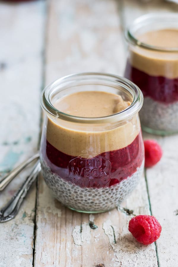 peanut butter and jelly chia parfait