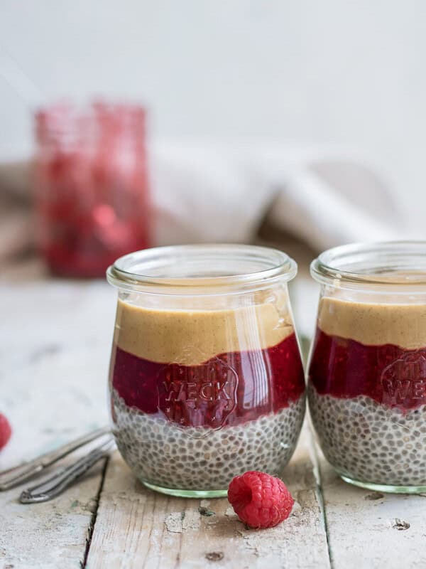 peanut butter and jelly chia parfait