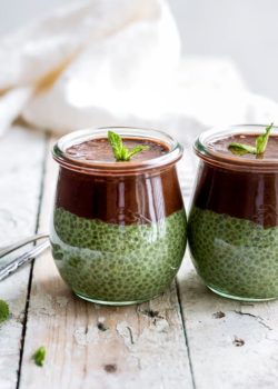 matcha mint chocolate chia pudding