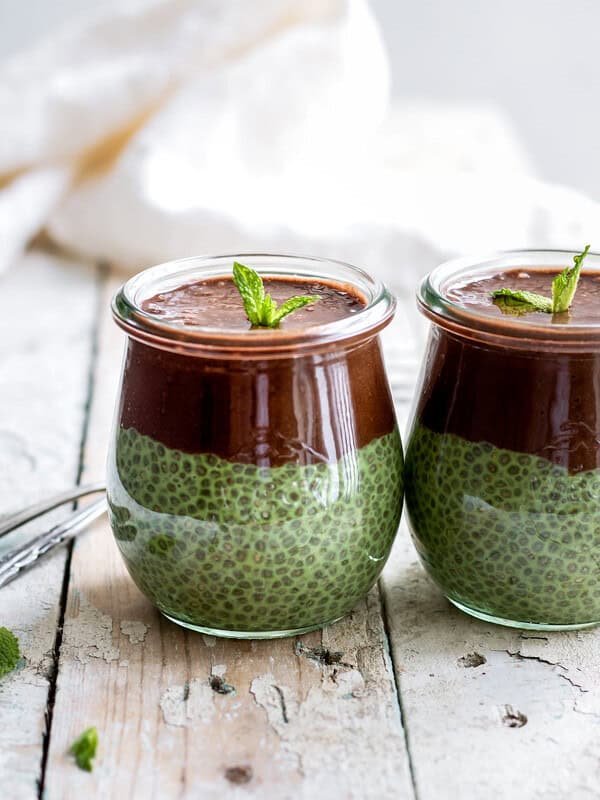 matcha mint chocolate chia pudding
