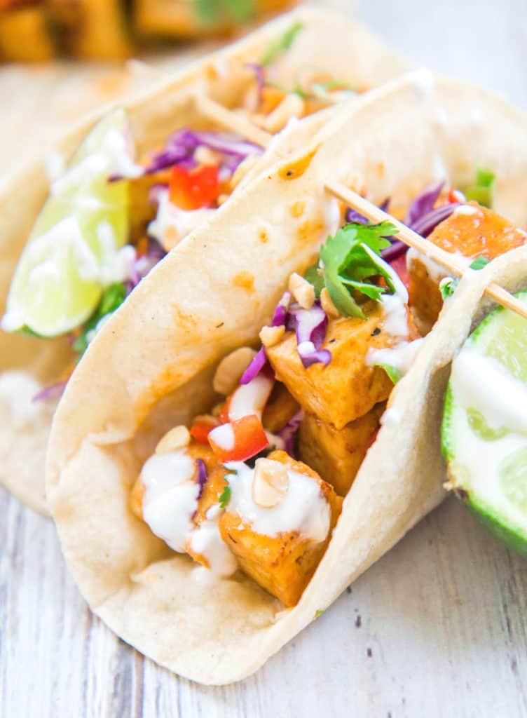 Thai red curry tofu tacos
