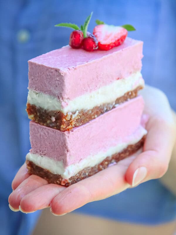 Vegan Strawberry Vanilla Cheesecake Bars