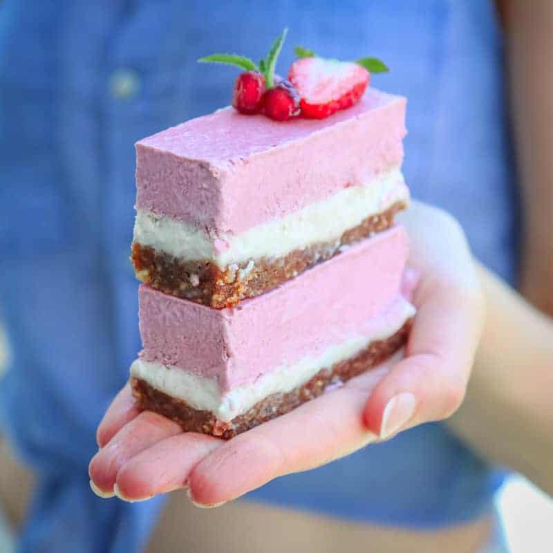 Vegan Strawberry Vanilla Cheesecake Bars