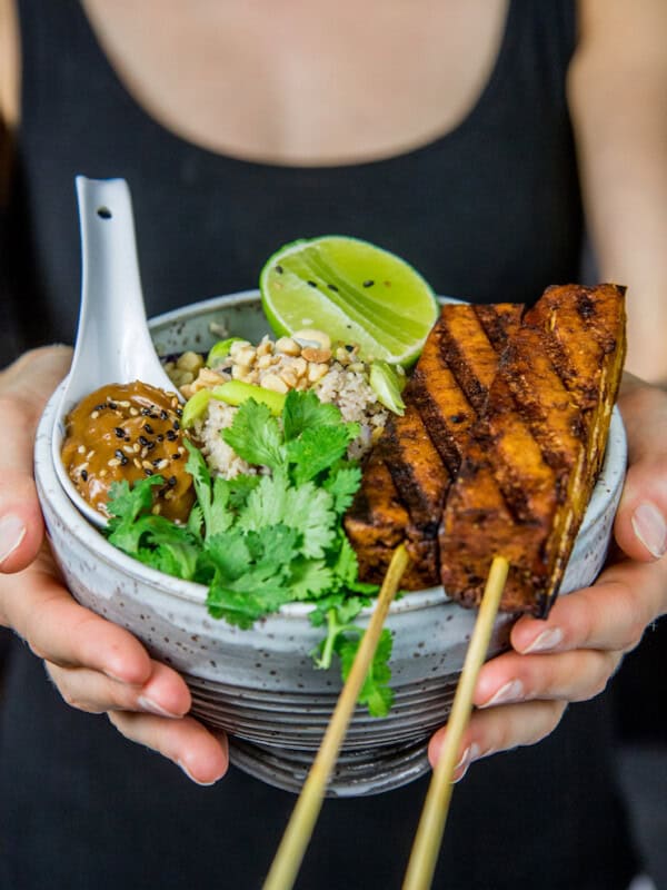 tofu satay with cauliflower fried rice