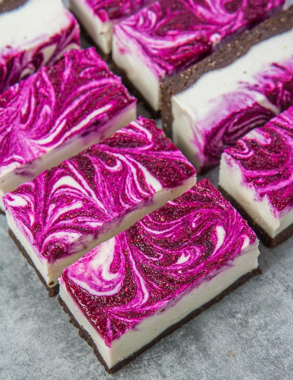 Vegan dragon fruit cheesecake bars vegan drangonfruit cheesecake bars