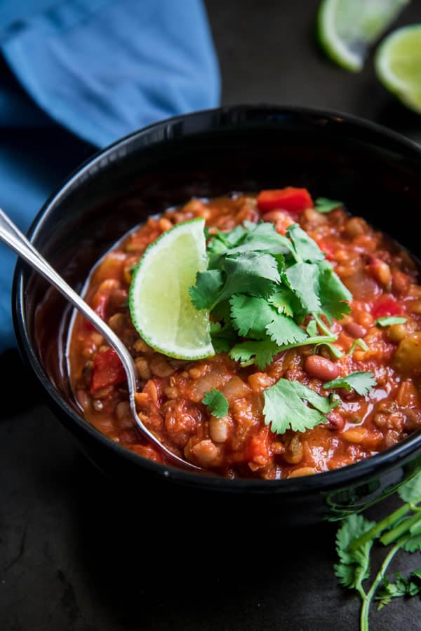 sprouted lentil chipotle chili