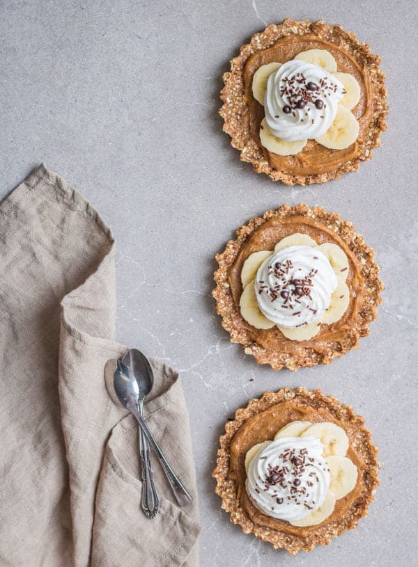Raw peanut butter banoffee tarts