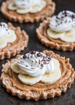 Raw peanut butter banoffee tarts