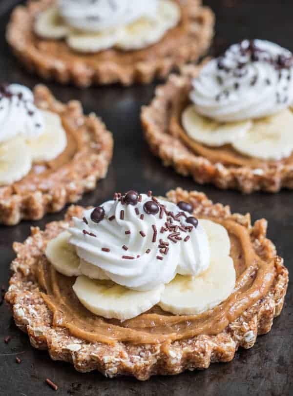 Raw peanut butter banoffee tarts
