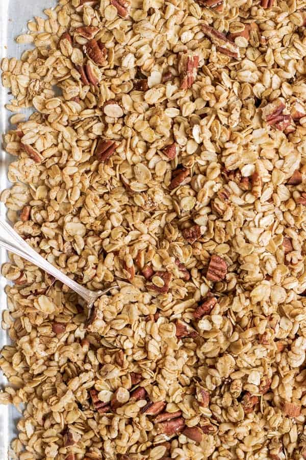 This homemade rise and shine breakfast granola is a healthy vegan breakfast that is loaded with superfoods! It's easy to make, and delicious!