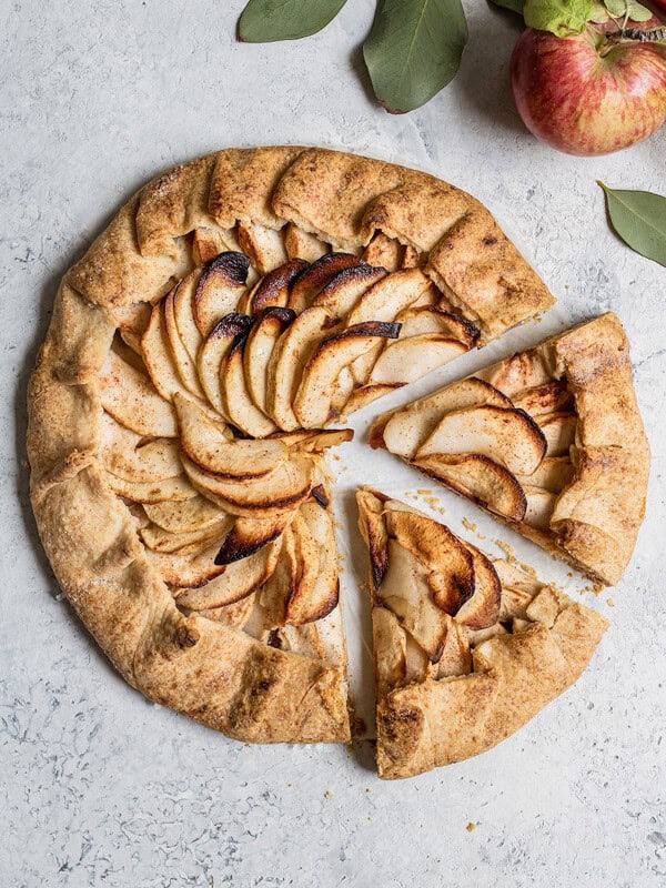 This salted caramel apple galette is a healthy low-sugar vegan option for a Fall dessert! Made with apples, and dates, you'll be sure to love this galette!