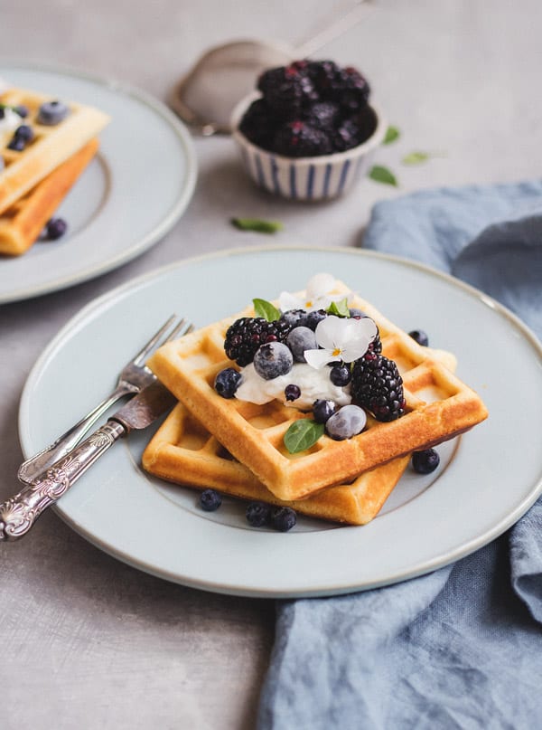 This recipe for healthier Belgian waffles is an easy and healthy option for breakfast or brunch!