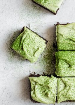 almond flour brownies with matcha mint frosting