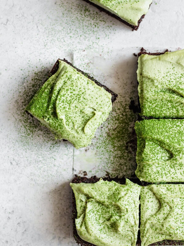 almond flour brownies with matcha mint frosting