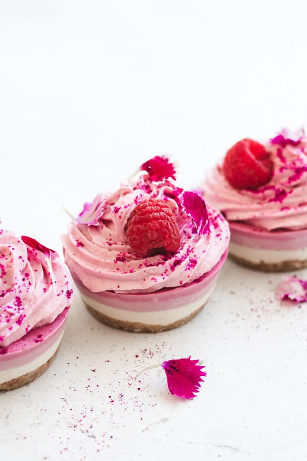 raw vegan raspberry cheesecakes