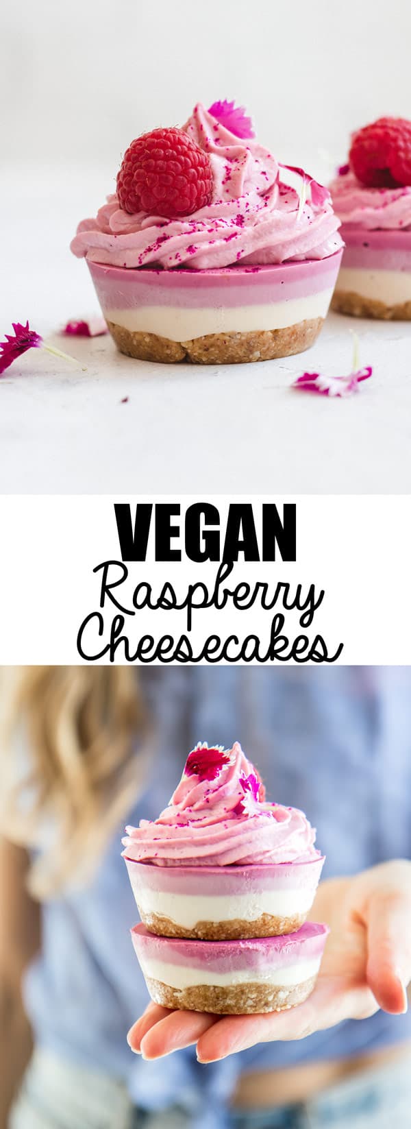 These raw vegan raspberry cheesecakes are a healthy no-bake dessert that is gluten-free, refined sugar-free and easy to make! 