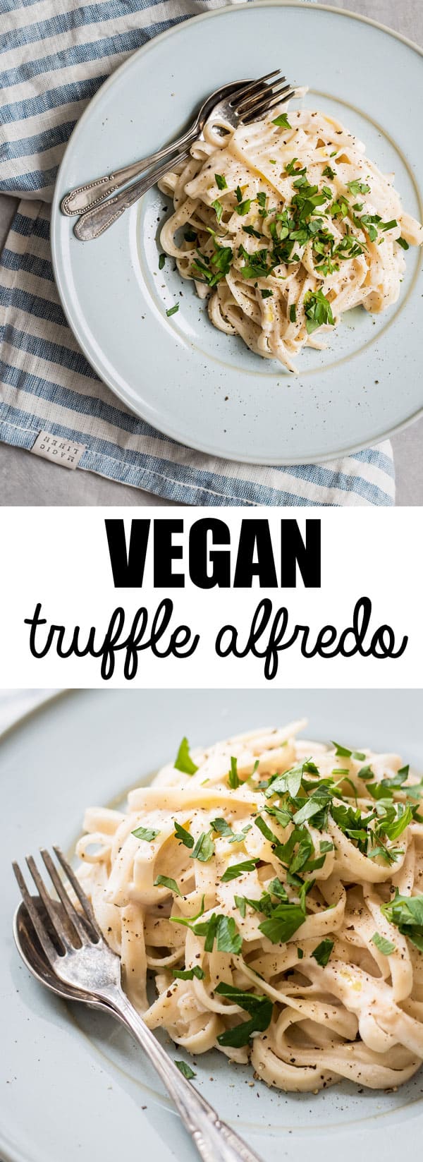 This vegan truffle alfredo is easy to make and features cashews as the base of the sauce!