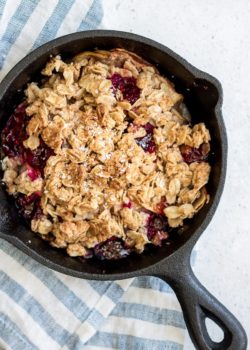 apple, raspberry+coconut crisp