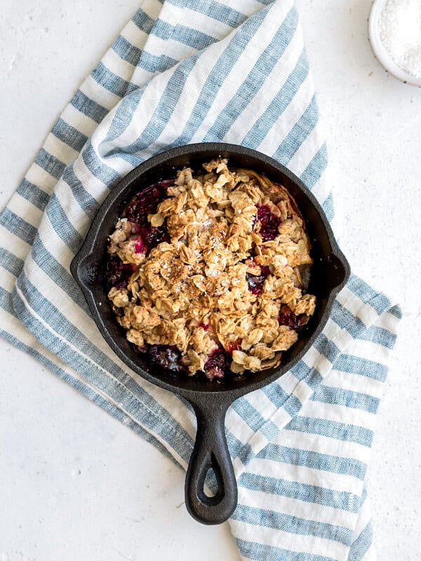 apple, raspberry+coconut crisp