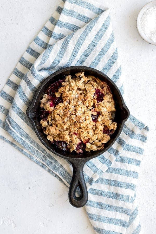 apple, raspberry+coconut crisp