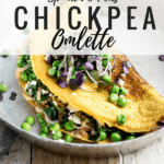 Chickpea omelette with spinach and spring peas