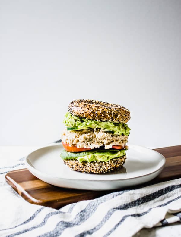 chickpea salad and avocado smash sandwich