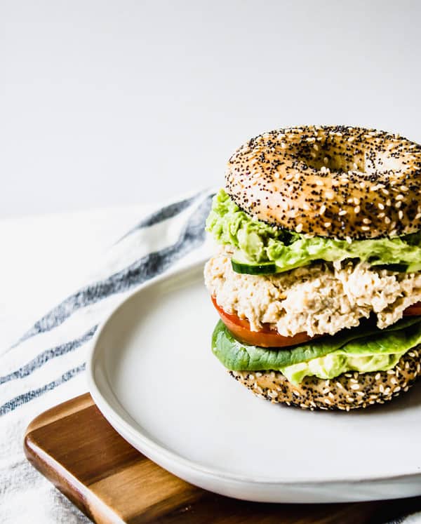 chickpea salad and avocado smash sandwich