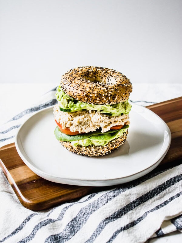 chickpea salad and avocado smash sandwich