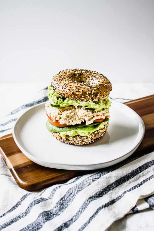 chickpea salad and avocado smash sandwich
