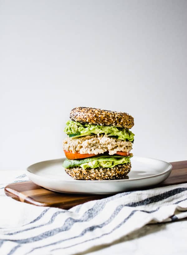 chickpea salad and avocado smash sandwich