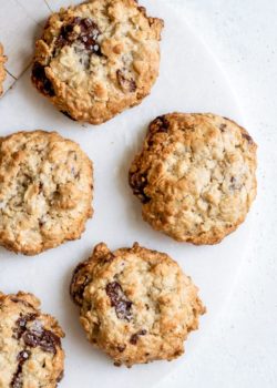 chocolate chunk tahini oatmeal cookies