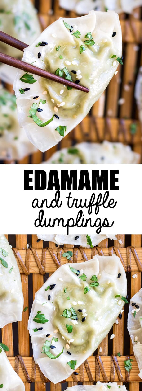 These Edamame and truffle dumplings are a delicious and healthy appetizer or snack recipe! You'll love how easy they are to make too! 