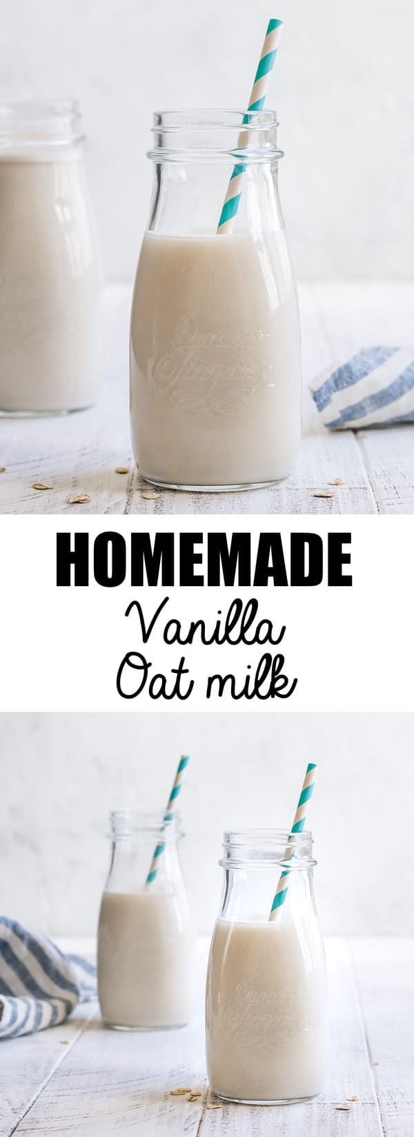 Looking for an alternative to almond milk? Try this homemade vanilla oat milk! Learn how to make oat milk the easy way with this simple recipe. #oatmilk #plantbasedmilk #nondairymilk