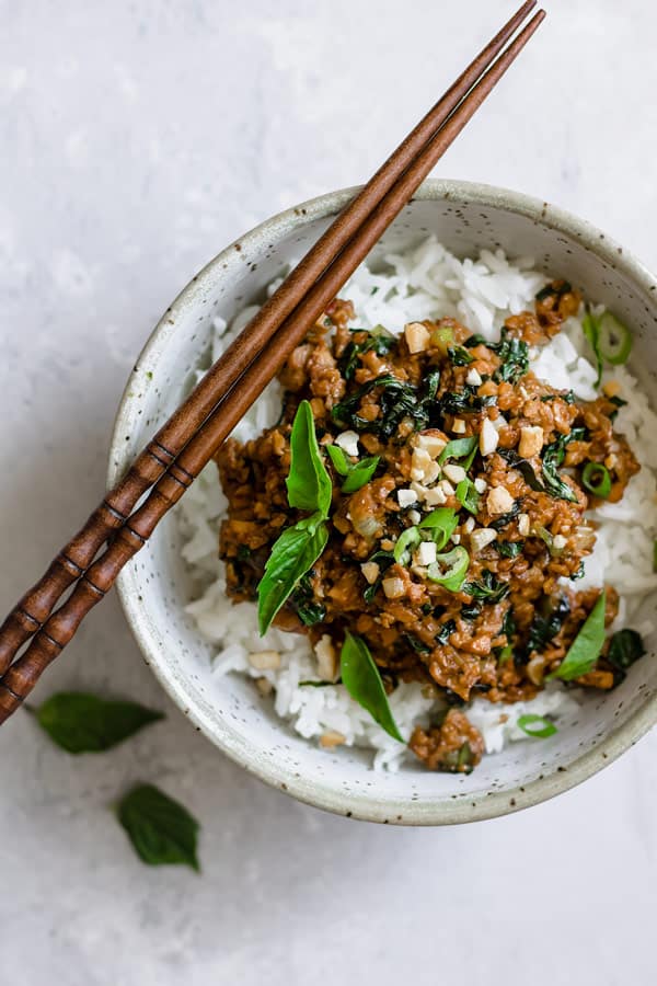 Thai basil tempeh stir fry