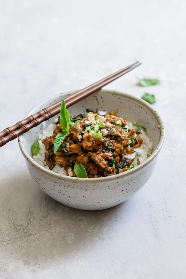 Thai basil tempeh stir fry