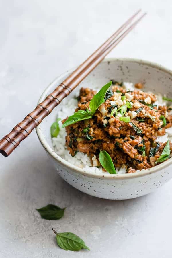 Thai basil tempeh stir fry