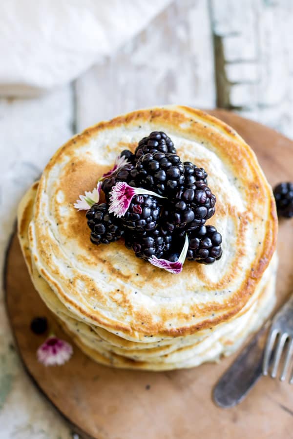 Lemon poppy seed spelt pancakes