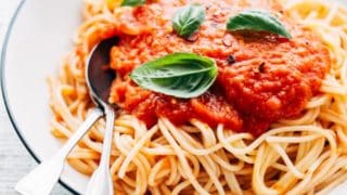 spaghetti with homemade tomato sauce