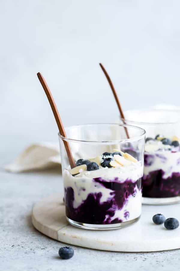 vegan blueberry cheesecake jars