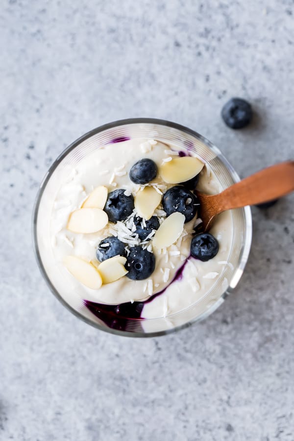 vegan blueberry cheesecake jars
