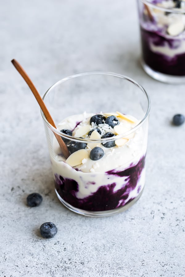 vegan blueberry cheesecake jars