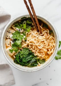healthy homemade vegan ramen in bowl