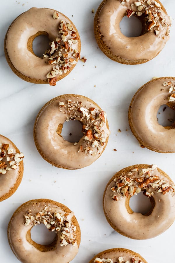 vegan chia latte donuts with maple glaze
