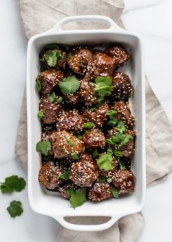 plant-based sweet and sour meatballs