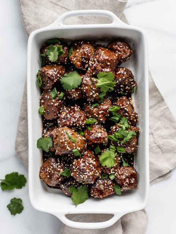 plant-based sweet and sour meatballs