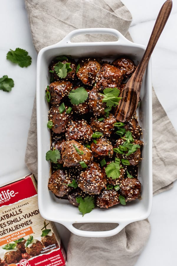 plant-based sweet and sour meatballs